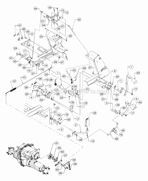 Brake And Control Pedals Diagram and Parts List for 2166 13A-214G100, 13A-254G100 Cub Cadet Lawn Tractor